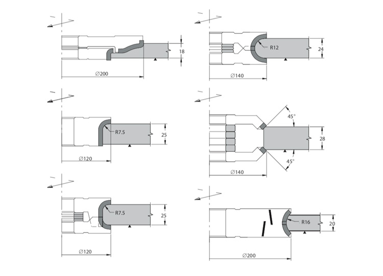 Frese sagomate in diamante su disegno 3mm